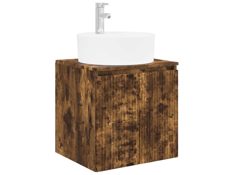 Vanité de lavabo mural, meuble de rangement chêne fumé 49.5x44.5x65 cm shl5636 - Conforama A