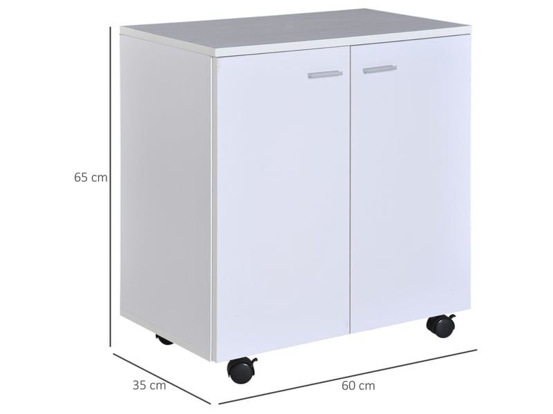  Meuble tv en bois à roulettes et 2 portes, meuble mobile, console avec tiroirs, 60 x 35 x 65 cm  - Conforama E