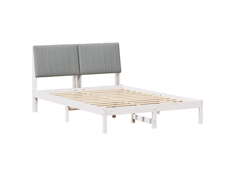  Lit double- lit adulte -  cadre de lit avec tête de lit blanc 135 x 190 cm pin massif  - Conforama A