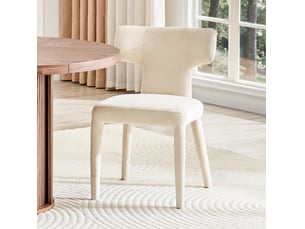 Chaise de salle à manger lot de 2 avec dossier en t, assise rembourrée et piètement 4 pieds en tissu blanc