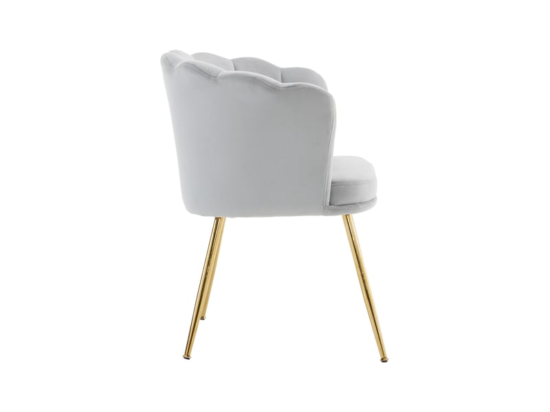  Lot de 4 fauteuils modernes en velours, dossier pétale, pieds métal doré et coussins papillon  - Conforama E
