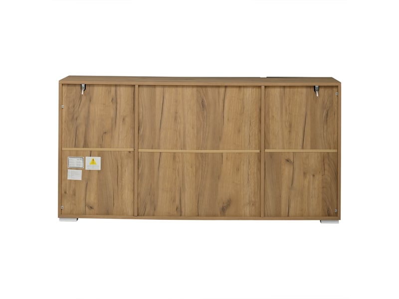  Buffet bas 140x35x70 cm noir avec 2 tiroirs, 4 portes, led Fay Lum - Conforama E