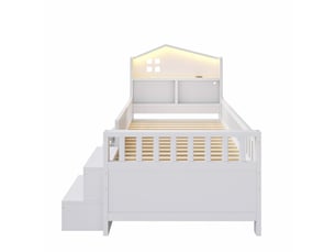 Lit avec rangement 90x200 cm <strong>DZMDIP</strong>  <strong></strong> coloris blanc
