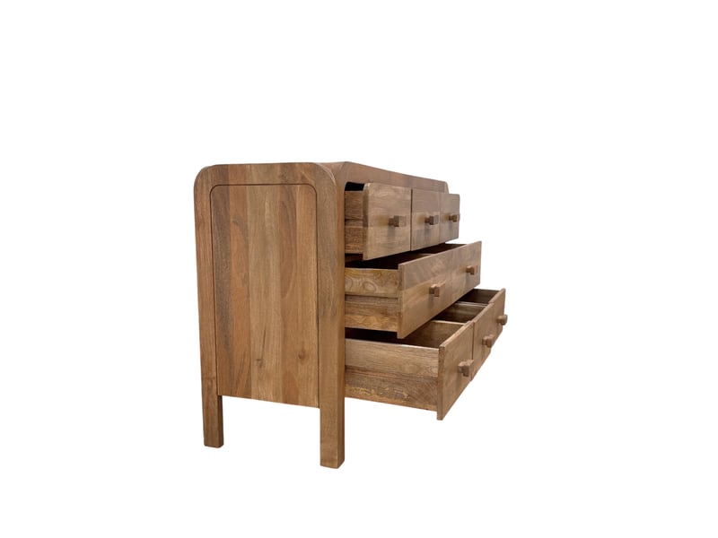  Buffet à 8 tiroirs en bois de manguer masif naturel avec pieds en bois  - Conforama E