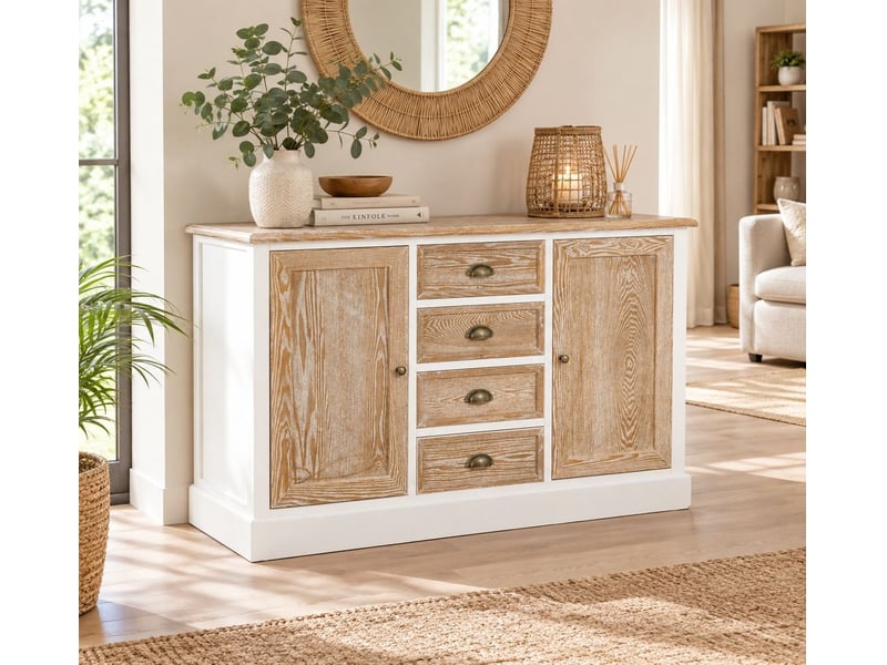  Buffet en bois marron 124x40x80 cm h  - Conforama B