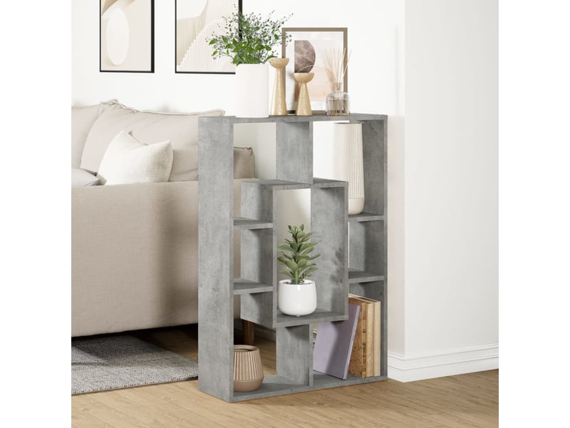  Bibliothèque, meuble de rangement salon gris béton 63x20x90 cm bois d'ingénierie  - Conforama D