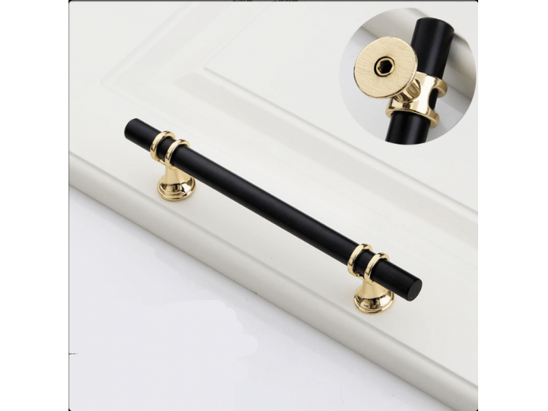  Poignée noire et dorée pour armoire de cuisine de 96 mm, en alliage d'aluminium, avec vis, pour tiroirs, armoires et placards de rangement.  - Conforama A