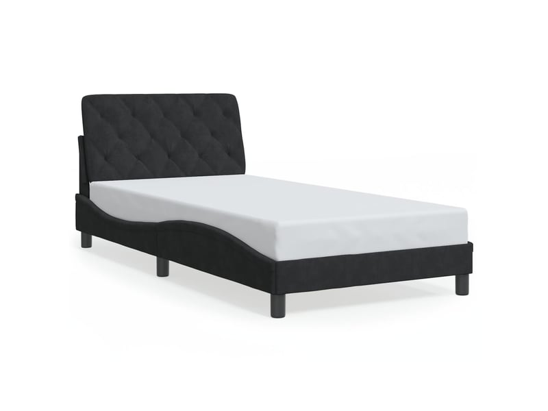 Lit simple- lit adulte - cadre de lit avec led sans matelas noir 100x200 cm velours - Conforama D