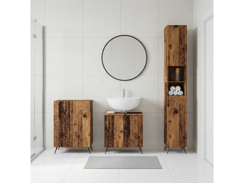 Ensemble de meuble de salle de bain 3 pièces breda bois ancien cf63341 - Conforama B