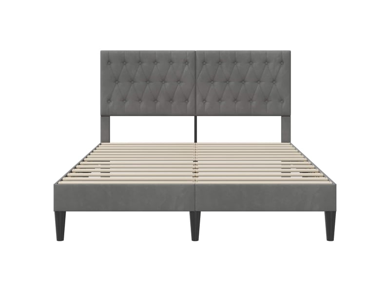  Lit double- lit adulte -  cadre de lit avec tête de lit gris foncé 120 x 190 cm velours  - Conforama C