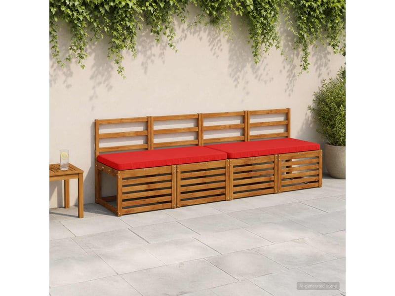 Lot de 2 coussins de banc, coussins d'assise vught 100 % polyester rouge cf58095 - Conforama B