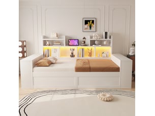 Lit coffre 90x200 cm <strong>OKWISH</strong>  <strong></strong> coloris blanc
