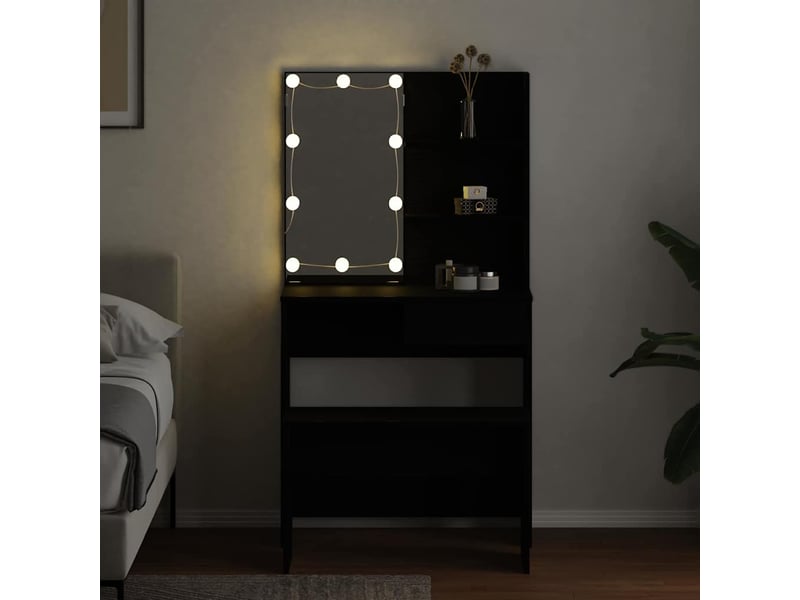  Ensemble de table de maquillage led 2 pcs chêne noir shl17404  - Conforama D