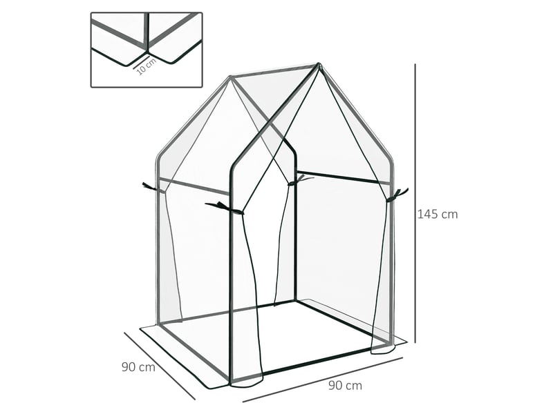  Serre de jardin 90x90x145 cm – transparente – double porte et bâche pe anti-uv pour plantes grimpantes  - Conforama C