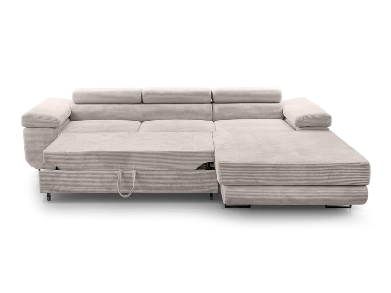 Canapé d’angle en velours côtelé arborio 280 cm blanc doux d Arborio - Conforama C