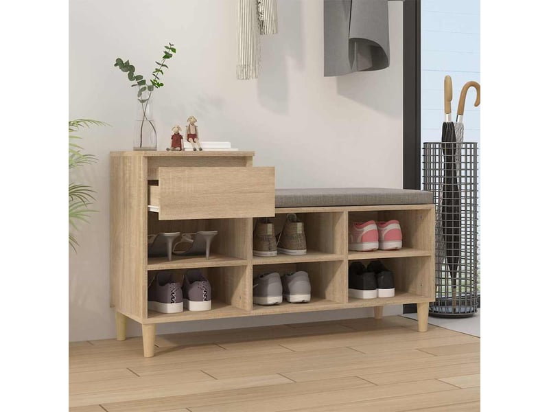 Armoire à chaussures chêne sonoma 102x36x60cm bois d'ingénierie shl9094  - Conforama C