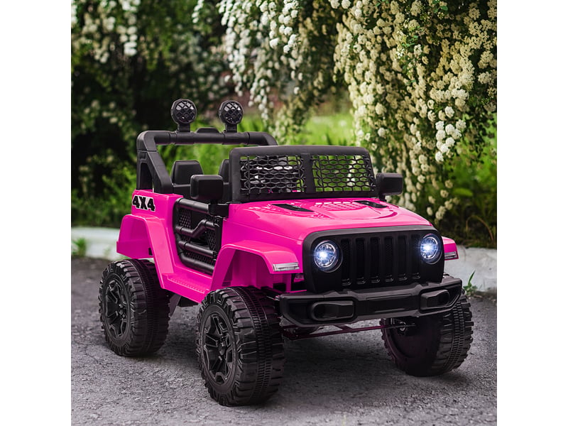  Voiture électrique enfant propulsion arrière 12 v 5 kmh max. Télécommande effets lumineux sonores 100x65x72cm rose  - Conforama D