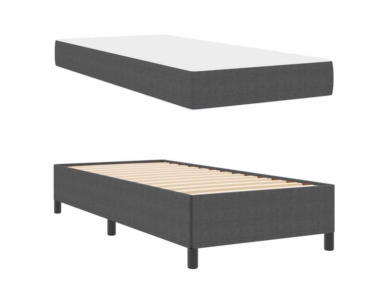 Lit simple- lit adulte - cadre de lit avec matelas gris foncé 100 x 200 cm tissu - Conforama C