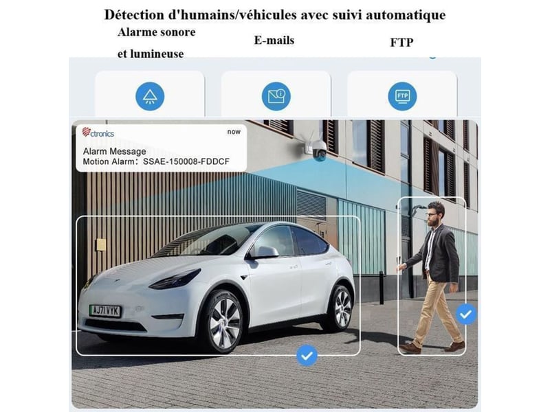 Camera wifi ptz exterieur 4k 8mp double bande 2.45ghz vision nocturne couleur 20 m suivi auto 355° - Conforama C
