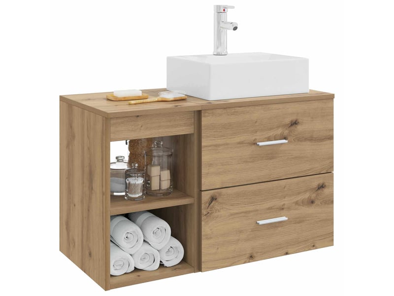  Ensemble de mobilier de salle de bain 2 pcs chêne artisanal shl961  - Conforama C
