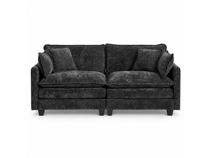  Canapé droit 2 places 195 × 75 × 84 cm en chenille noir, assise souple IKSETERA TRADING LTD - Conforama A