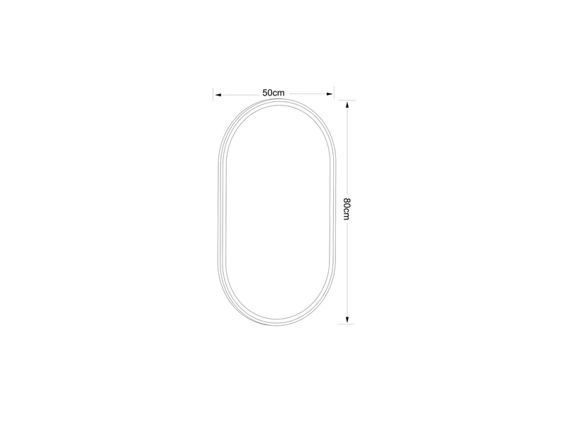  Miroir de salle de bains ovale 50 x 80 cm noir, verre et aluminium, led antibuée à 3 teintes  - Conforama C