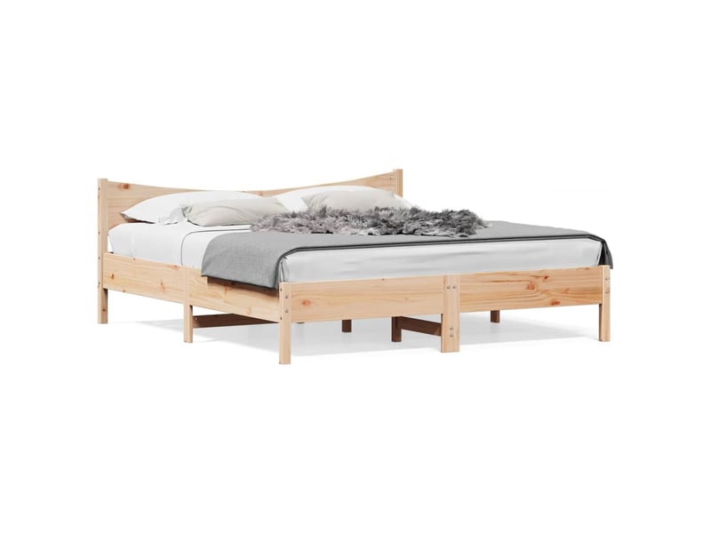  Lit double- lit adulte -  cadre de lit sans matelas 200x200 cm bois massif de pin  - Conforama A