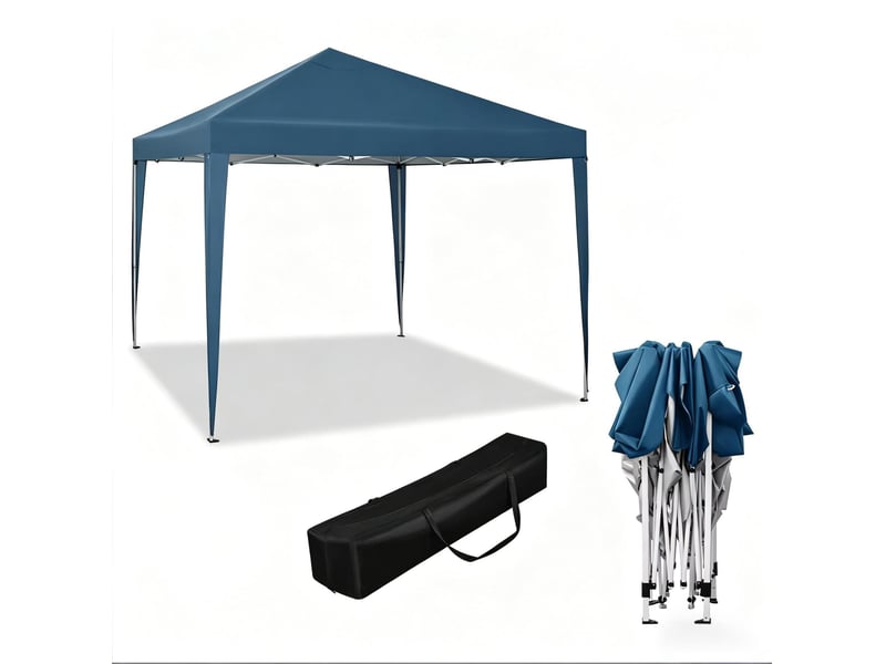  Tonnelle pliante 3x3 m – bleue – toit oxford 210d anti-uv, hauteur réglable et sac de transport inclus  - Conforama A