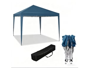 Tonnelle pliante 3x3 m – bleue – toit oxford 210d anti-uv, hauteur réglable et sac de transport inclus