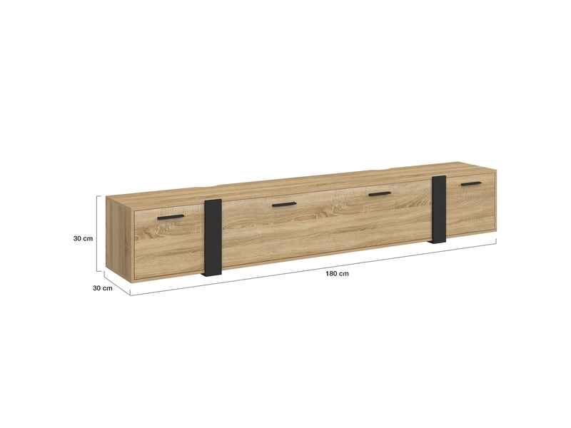 Meuble tv 180 cm suspendu phoenix 3 portes design industriel - Conforama E