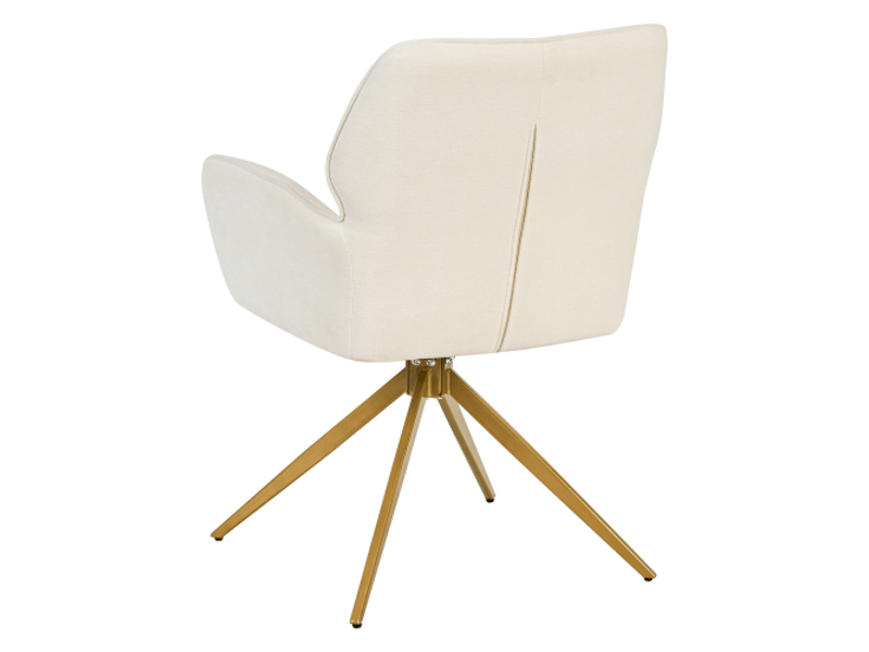  Chaises de salle à manger pivotantes lot de 2, fauteuil design avec pieds métal, tissu velours côtelé crème, moderne et confortable  - Conforama D