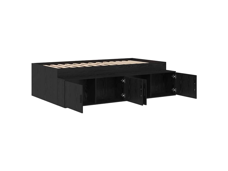 Lit simple- lit adulte - cadre de lit chêne noir 80 x 200 cm bois d'ingénierie - Conforama C