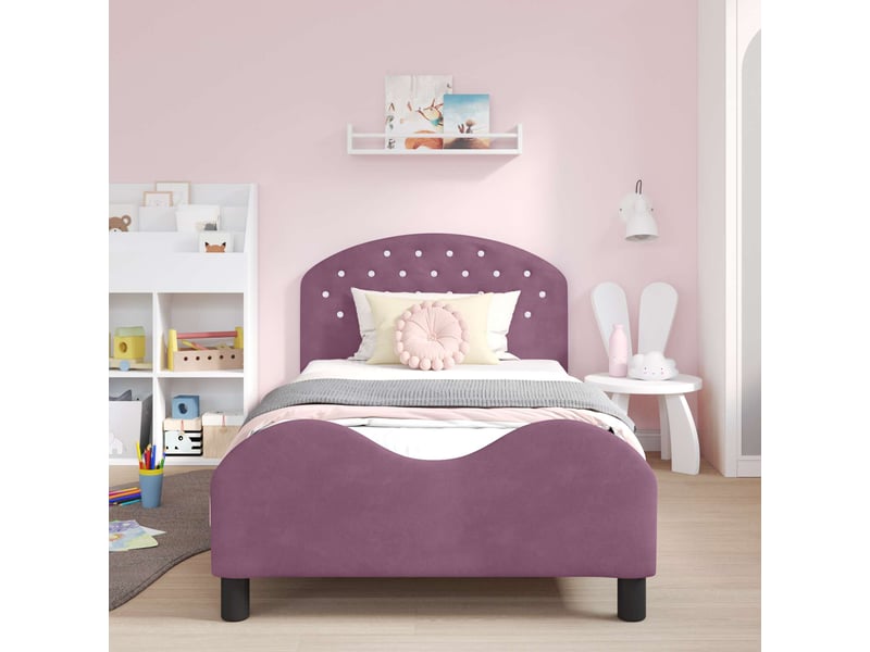  Cadre de lit pour enfants - lit jeune avec tête de lit pourpre 90 x 190 cm  - Conforama C