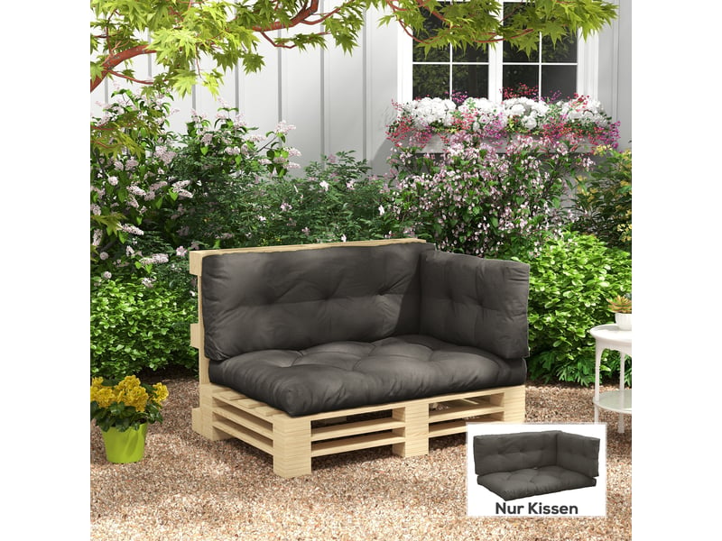  Coussin d'assise pour mobilier de jardin, résistant aux intempéries, capitonné, 120 cm x 80 cm x 12 cm, gris  - Conforama C