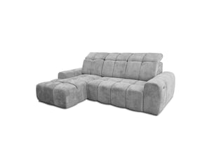 Canapé d'angle gauche relax électrique TRADA KRABI-M-KIA865-L 3 places Tissu gris avec coffre de rangement