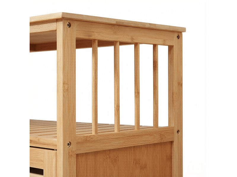  Buffet 100w x 35d x 82h cm en bambou à 3 portes et étagère ouverte naturel chicfurn  - Conforama E