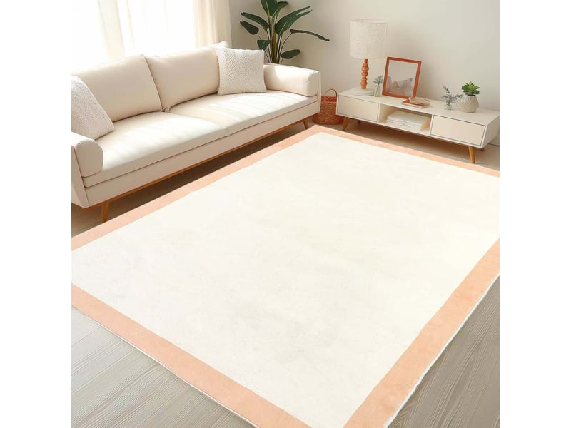  Tapis de salon chambre  peluche courte haute densité motifs unie crème  antidérapant 160x230cm  - Conforama C