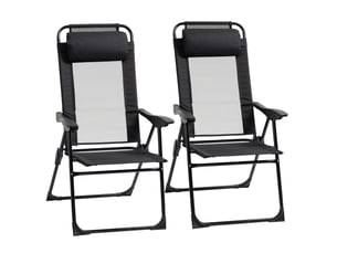 Lot de 2 chaises de jardin pliantes 62x70x109 cm dossier réglable 5 positions métal noir