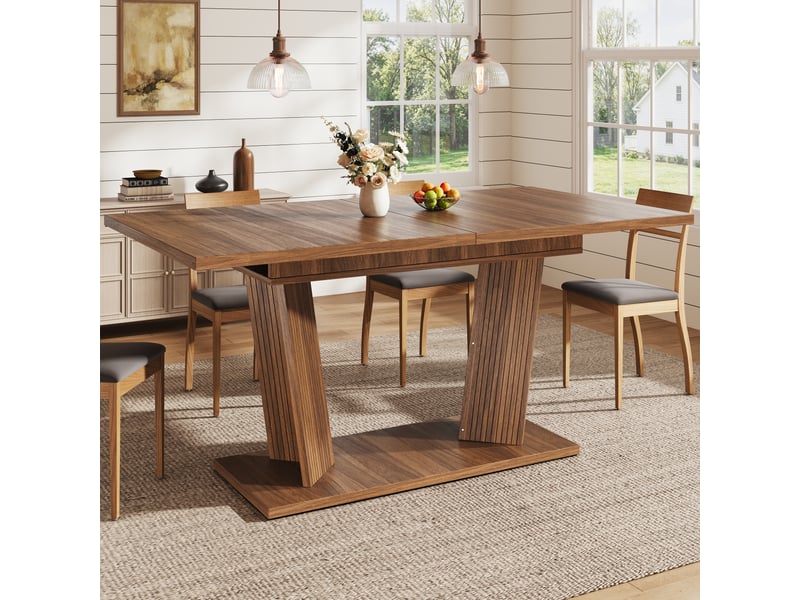  Table à manger, 120 cm, rectangulaire, mdf, marron, format fonctionnel pour les repas quotidiens, rangement fonctionnel  - Conforama D