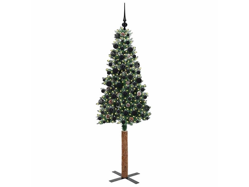  Sapin de noël, arbre de noël mince vert 180 cm pvc et bois de pin massif shl4449  - Conforama C