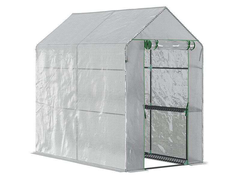  Serre de jardin 120x186x190 cm 4 niveaux métal blanche  - Conforama A