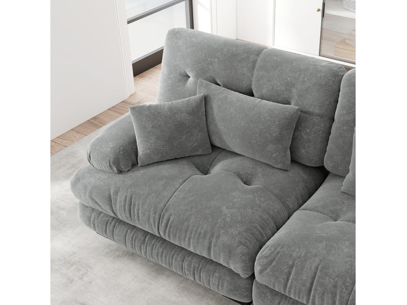  Canapé d’angle modulable u 313x145x81 cm, convertible, pouf, assise généreuse, chenille, gris  - Conforama E