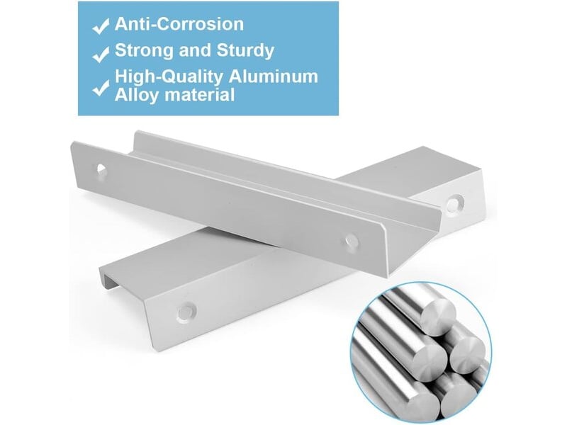 Jeu de 4 poignées cachées en aluminium argenté, poignées invisibles modernes pour cuisine, tiroirs et portes - Conforama B