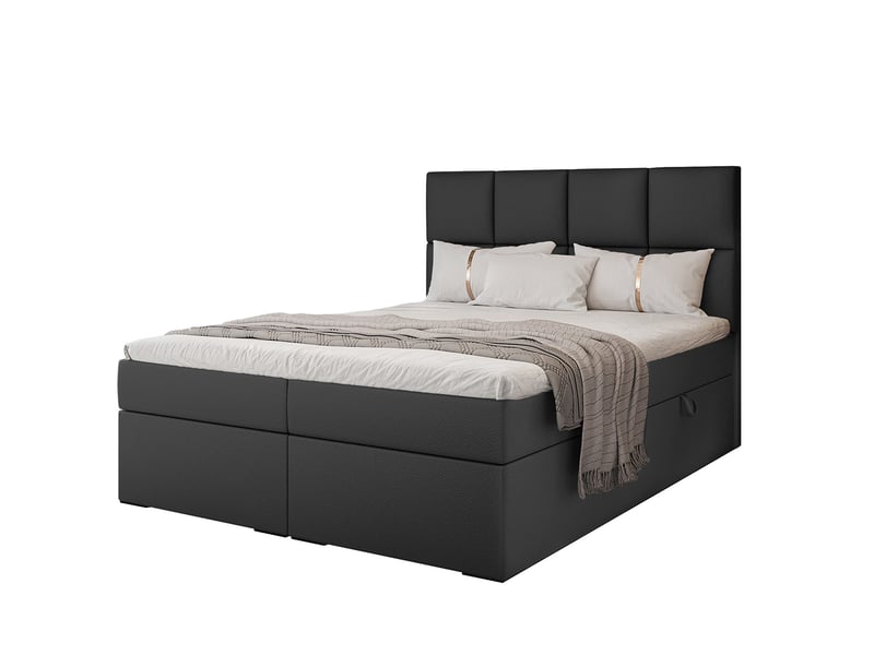  Lit coffre magnus - 180x200 cm - avec matelas et surmatelas - éco-cuir - noir MAGNUS - Conforama A