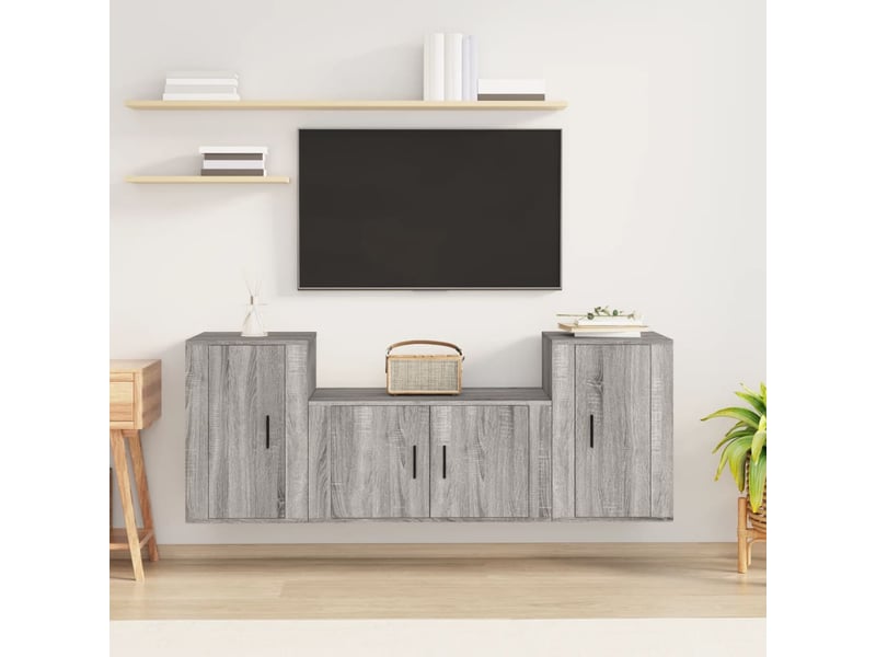  Ensemble de meubles tv 3 pcs sonoma gris bois d'ingénierie shl63547  - Conforama B