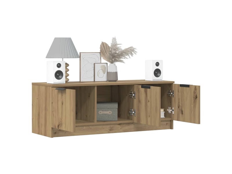  Meuble tv - banc tv - meuble de rangement chêne artisanal 102x35x36,5 cm bois d'ingénierie  - Conforama C