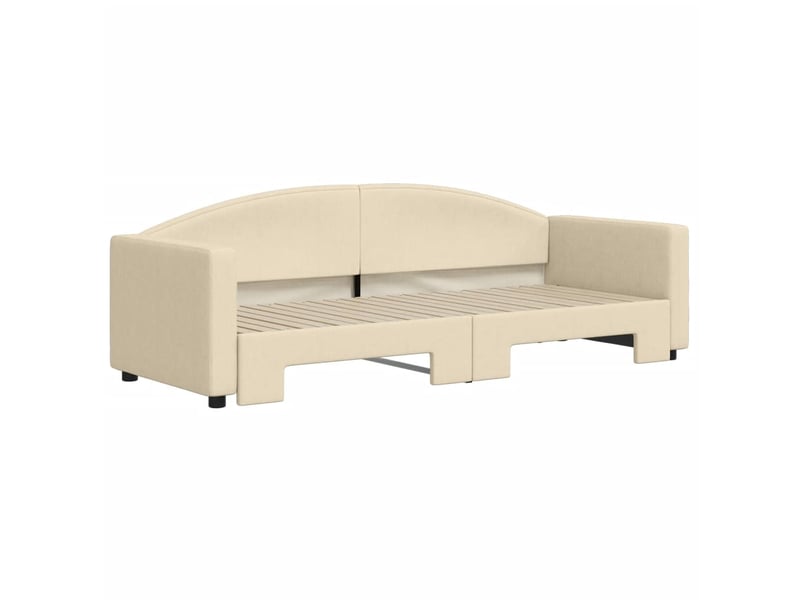 Lit simple- lit adulte - lit de jour avec gigogne sans matelas crème 80x200 cm - Conforama B