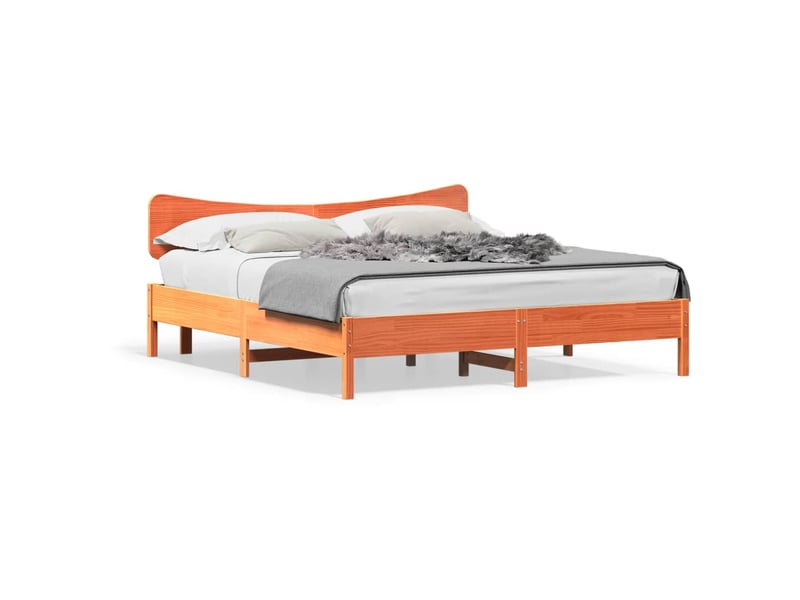  Lit double- lit adulte -  cadre de lit sans matelas  marron 160x200cm bois pin massif  - Conforama A
