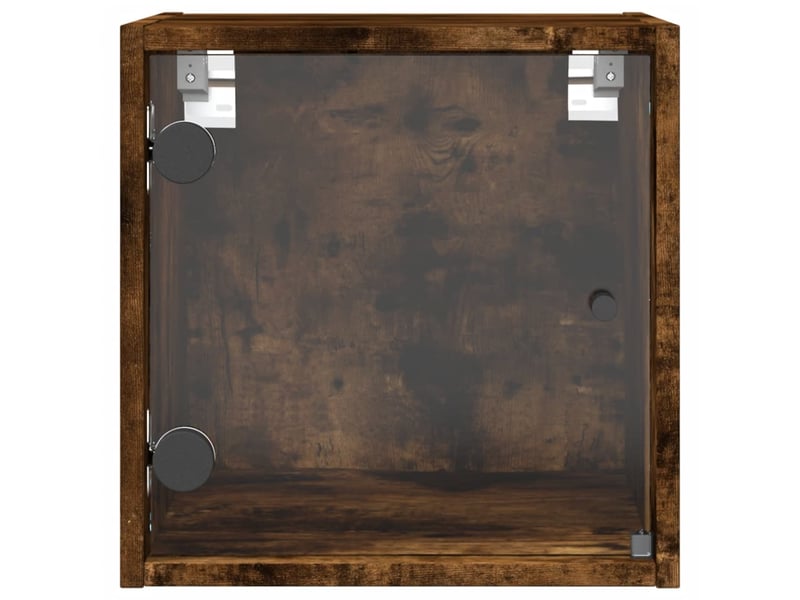  Table de chevet - cabinet de chevet - table de nuit avec porte en verre chêne fumé 35x37x35 cm  - Conforama E
