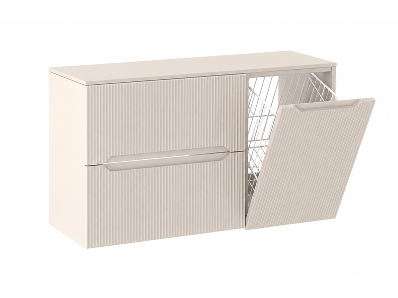 Meuble sous vasque suspendu avec panier à linge et plan 2t novo l.100 cmcachemire mat - Conforama A